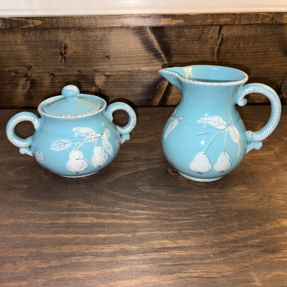 Sugar and Creamer Set Italy P.V. Peasant Village